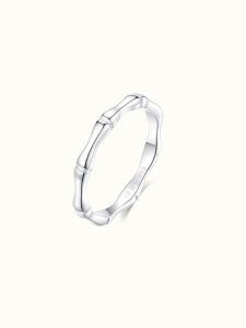 Elegant 999 Pure Silver Bamboo Node Ring for Women Simple Circle Ring Quartz Jewelry Gift for Girlfriend Polished Finished