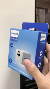Philips 33W Compact Dual-Port Black Charger White with Foldable Plug | USB-C Fast Charging for iPhone 17/16/15 Android Phones Tablets Universal Compatibility Wall Charger Fast Charging Small Wall Charger for Apple Samsung Xiaomi Tecno Poco Charger