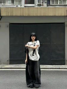 American Retro White Short-Sleeved T-shirt for Women Summer New Arrival Portrait Printing Niche Style High Street Loose Crew Neck Top Tide