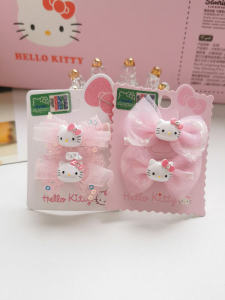 Adorable HelloKitty Butterfly Knot Hair Ties Cadet Cat Childrens Hair Clips Infant Hair Accessories Cute Hairbands for Girls