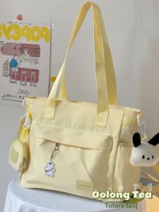 New Japanese Style Tote Bag Casual Slant Cross Commuter Bag Large Capacity Simple Lesson Bag Pure Color Versatile for Students