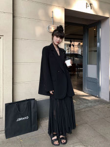 Plus Size Womens Suit Coat with High Waist and Asymmetrical Skirt Two-Piece Set for Spring/Summer Stylish and Professional Dress