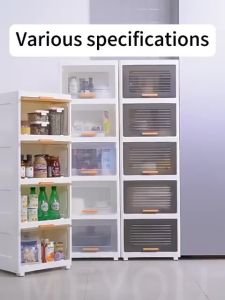 Flip Door Cabinet Storage Box Transparent Dustproof Cover Organizer With Wheels Kitchen Home Room Organize Storage Drawers Locker No Assembly Multi-Functional Plasticst Foldable Dura Box Wardrobe Toy Snacks Grocery Multifunctional Steel Book Dog Laundry