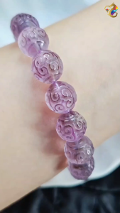 Collection Grade Brazil Amethyst Ametrine Hui Wen Bead Bracelet
