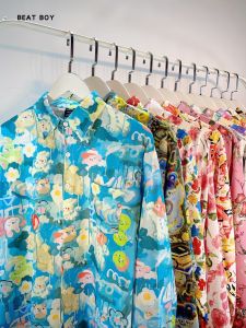 Retro Green Oil Painting Flowers Niche Style Lazy Trend Dance Performance Ins Casual Easiest for Match Artistic Sense Long Sleeves Shirt