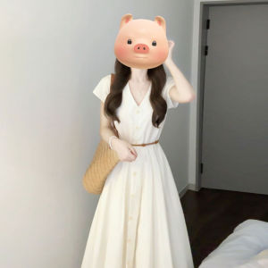 CHANGTONG | French Elegance V-Neck Slim Fit Long Dress