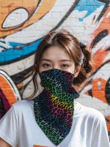 Colorful Leopard Print Cycling Headscarf Mens and Womens Closed Toe Outdoor Sun Protection Scarf Hair Band Retro Bicycle Motorbike Face Towel
