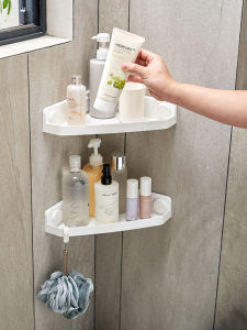 No-Drill Bathroom Corner Shelf Toilet Triangle Rack Storage Organizer Wall Mounted KM5145 Plastic Nordic Style Single Layer