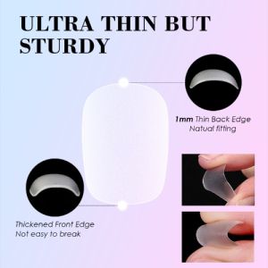 Rainbow Soft Gel Tip 300pcs Full Buff Nail Extension Kuku Palsu / Soft Fake Nails 15 Size / 15 Tipe Ukuran