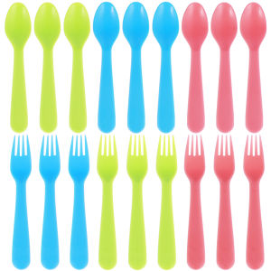 18Pcs Kids Forks and Spoons Set Food Grade PP Toddler Utensils Colorful Kids Silverware Set Reusable Portable Kids Utensils Set