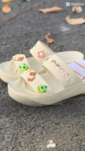 Dép sục Crocs Mega Crush Classic Clog đế cao 3cm tôn dáng sục siêu bền thoáng khí đi mưa màu hồng  Tặng 8 sticker 3D-kimngan