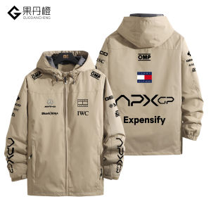 เสื้อแจ็คเก็ตฤดูใบไม้ร่วงแบบสามชั้น F1 วิ่งเร็ว APXGP สำหรับนักแข่งรถในหนังสือพิมพ์ แจ็คเก็ตแบบมีฮู้ด ปกติ แขนยาว ปกติ