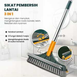 Sikat Dorong Lantai Gagang Panjang Multifungsi 3in1 / Sikat Pembersih Kamar Mandi Serokan Air