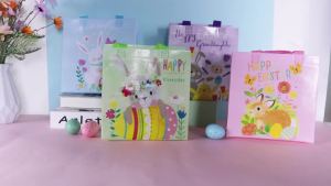 4/8pcs Easter Gift Bags with Handle Rabbits Non-Woven Bags Bunny Colorful Egg Treat Bags Happy Easter Party Decorations Favors