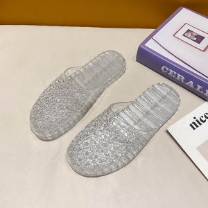 IELGY รองเท้าแตะคริสตัลแบบกลวงและระบายอากาศได้สำหรับผู้หญิงห้องน้ำแบบไม่ลื่นในฤดูร้อน