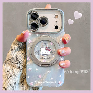 Apple 17Promax Phone Case 360 Rotating Stand Magnetic Suction Full Cover Lens Saturn Kt Cat Compatible iPhone 17Pro Protective Shell