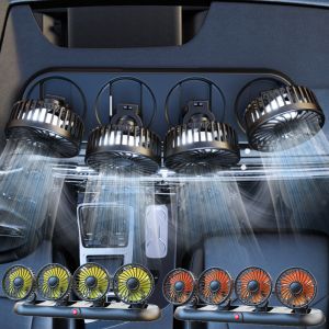 4-Head/2-Head Car Fan 3 Speed Cooling Air Fan 360 Degree Rotatable Automobile Vehicle Fan for Vehicles RVs SUVs Car Cooling Fan