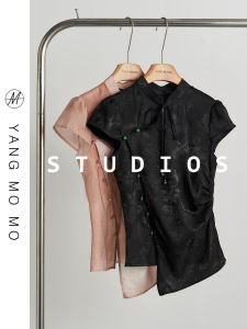 New Chinese Style Light National Trend Irregular Slant Lapel Small Flying Sleeve Button Cheongsam Top Summer New Pink Shirt