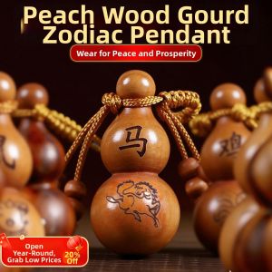 HETANGYUESHE | Lucky Zodiac Gourd Wooden Keychain