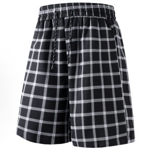 OUMULONG | Mens Ice Silk Quick Dry Sport Shorts Summer Style American Check Plaid