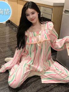 Áo Ngủ Dài Tay in Hình Đám Mây Cotton Có Đệm Ngực Áo Ngủ Cotton Mềm Mại Thoải Mái Cho Nữ Mùa Thu