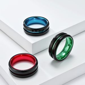 Kemstone Dual-Tone Matte Aluminum Oxide Stainless Steel Ring Mens Trendy Jewelry Gift