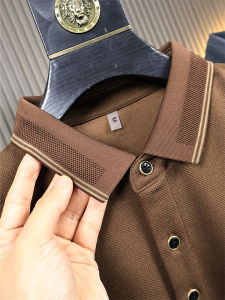 Fine Yarn Bead/Cool and Silky! ODM Company Spring/Summer Men Pure Color Light Business Casual Long Sleeve Polo Shirt Fashion