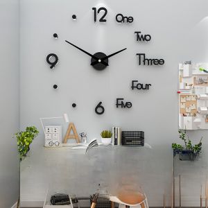 Modern Creative Wall Clock Living Room Decorative Simple Hanging Clock No Punching Required Acrylic Shell Battery Powered