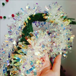 YESPERY 2m Gorgeous Colorful Christmas Tinsel Christmas Tree Garland Metallic Shiny Ribbon for Birthday Party Wedding Christmas Decoration Supplies
