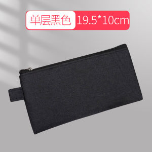 กล่องดินสอผ้าใบสองชั้น เรียบง่าย กล่องเครื่องเขียนสําหรับเด็กสดสีบริสุทธิ์ เชือกรูด กระเป๋าดินสอสําหรับเด็กชายและเด็กหญิงนักเรียนมัธยมต้นและมัธยมปลาย