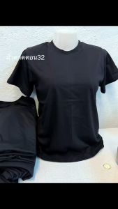 เสื้อเปล่า คอกลมแขนสั้นผ้าคาตตอลเบอร์ 32 ขาว ดำ