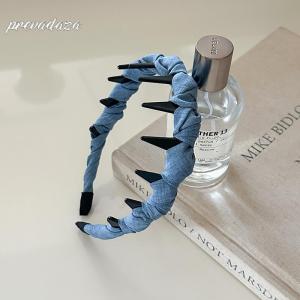 Prevadaza Retro Long Toothed Hairband New Style Wrapping Denim Blue Anti-slip Headwear Sweet Cool Atmosphere Feeling Hair Accessories