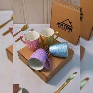 MASON Gelas Keramik / Gelas Aesthetic Mug 350Ml Motif Glitter