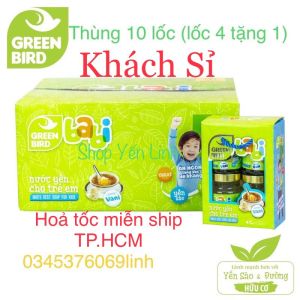 Thùng 10 lốc (lốc 4 tặng 1) nước yến sào green babi cho trẻ em