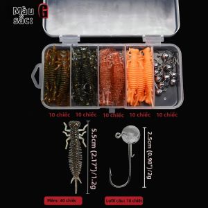MrLurion Fishing Soft Lure Kit 30 Cái/50 Cái 4cm-5cm Grubs Worm Tôm Softbaits Với Jig Hooks Perch Bass Mồi Bộ Dụng Cụ Câu Cá