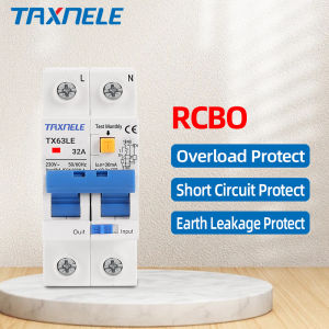 TAXNELE 230V 2P Residual Current Circuit Breaker MCB 30mA Overload Short Circuit Leakage Protection RCBO RCCB RCD 16A 32A 63A