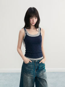 ARCG | Navy Dots Illusion Piece Sleeveless Tank Top