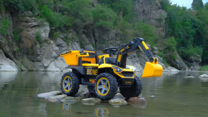 12V Kids Electric Excavator Ride On Car Digger Dump Truck with Electric Arm Dump Bucket Music LED Light Swing Early Education Anti-Rollover All-Terrain Tires for 2-9Y Boys Girls 50kg Load