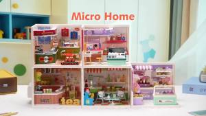 CONUSEA | DIY Miniature House Kit Girls Handmade Art House Scene Toy Simulate Furniture Room Handcrafted Mini Cottage with LED Light Decor