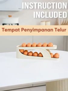 Rak Telur 2 Tingkat Egg Tray Storage Tempat Penyimpanan Telur Otomatis Isi 15 | Egg Organizer