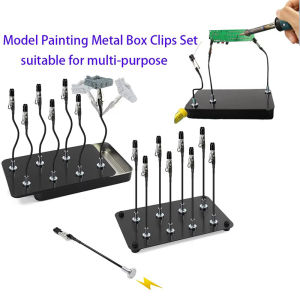 2-10Pcs Bendable Model Painting Alligator Clip Sticks Rubber Tips + Metal Magnetic Base - for Airbrush Hobby Model Parts Crafts