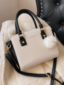 Fashionable Ladies Handbag Shoulder Crossbody Bag Soft PU Leather Zipper Closure Pure Color Leisure Casual Medium Size Bag