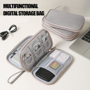 Double-layer data cable storage bag multifunctional storage bag for headphones chargers mobile phones hard drives and USB flash drives⚡PH deliveryIn stock⚡