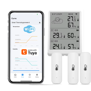 Fabo | Tuya WIFI Climate Environment Detector Room Temp Humidity Detection Kit Wi-Fi Gateway and 433mhz Thermohygrometer with App Alert