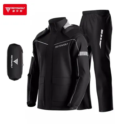 MOTOWOLF Portable Motorcycle Raincoat Heavy Duty Reflective Rider Waterproof Raincoat with Pants for Men Women Riding Cycling Motorbike