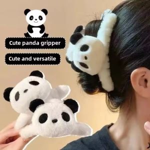 Cute Plush Panda Shark Hair Claw Women Large Size Cartoon Animal Acrylic Ponytail Holder Girls Fashion Hairpin Headwear Hairclip