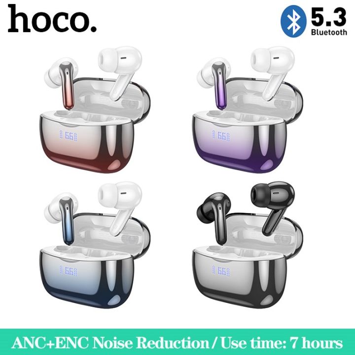 【Use time: 7 hours】HOCO EQ16 100% Original Genuine TWS True Wireless Earphone ANC+ENC Noise Reduction Bluetooth 5.3 Headset With Mic In-ear Earphone Touch Control Earbuds HD Stereo 320mAh Battery LED Power Display For All Smartphones Universal
