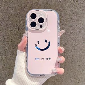 Cute Creative Mirror Surface Cream Shell Smile Design Phone Case for Vivo X100 S18pro X90/X80/X70 S17/S16/S15e Female Iqoo12/11s