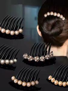 Simple Elegant Korean Water Diamond Seven Tooth Comb Hairpin Disk Hair Accessories Full Diamond Clip Styling Hair Comb