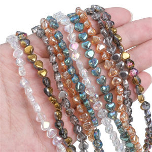 ลูกปัดลูกปัดรูปหัวใจแก้วคริสตัล 10 ชิ้น สำหรับ ทำสร้อยข้อมูลต่างหู หุ้น คอทำเครื่องประดับ